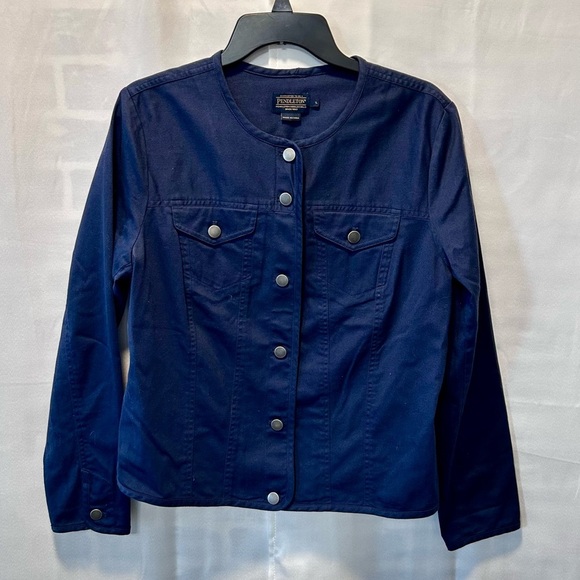 Pendleton Navy Twill Jacket Classic Style Sz L - Picture 1 of 3